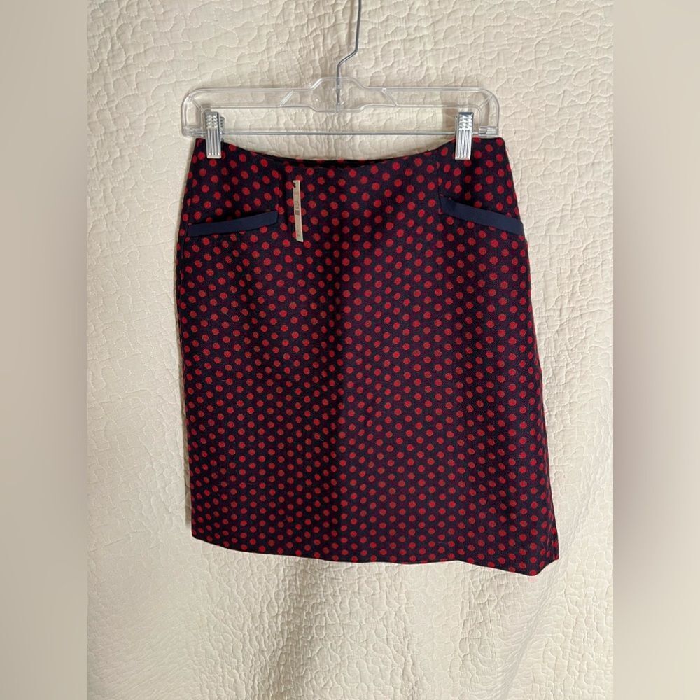 NWT Talbots Navy and Red Polka Dot Skirt